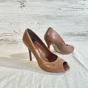 Aldo brown leather open toe heels size 38